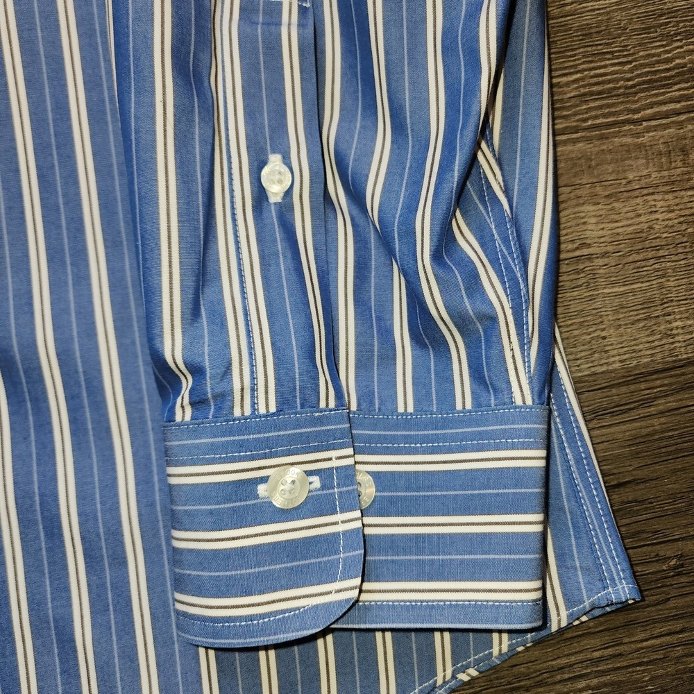 Brooks Brothers Regent Fit Men's XL Blue/White Striped Long Sleeve Button Up... - Picture 4 of 10